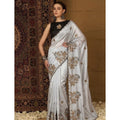 Generic Women's Viscose Silk Embroidered Saree With Unstitched Blouse 5.5Mtr (Grey)