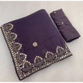 Generic Women's Georgette Embellished Saree With Unstitched Blouse 5.5Mtr (Levander)