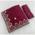 Generic Women's Georgette Embellished Saree With Unstitched Blouse 5.5Mtr (Maroon)