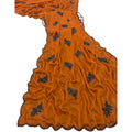 Generic Women's Viscose Silk Embroidered Saree With Unstitched Blouse 5.5Mtr (Orange)