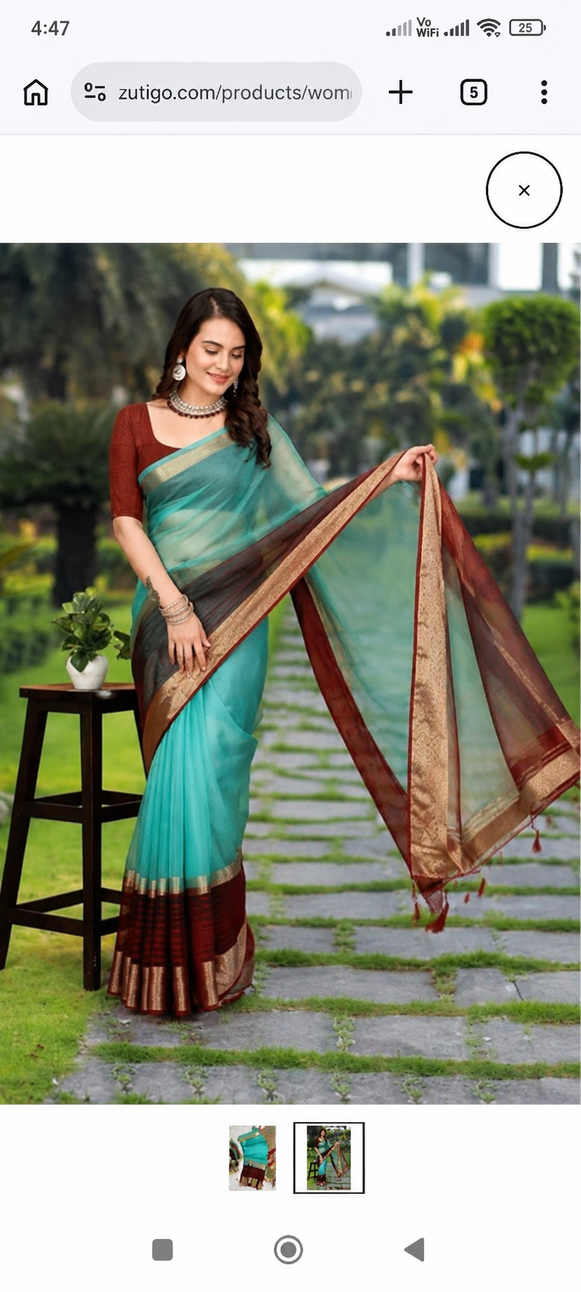Women's Khadi Cotton  Solid Saree With Unstitched Blouse 5.5Mtr (Sky Blue)