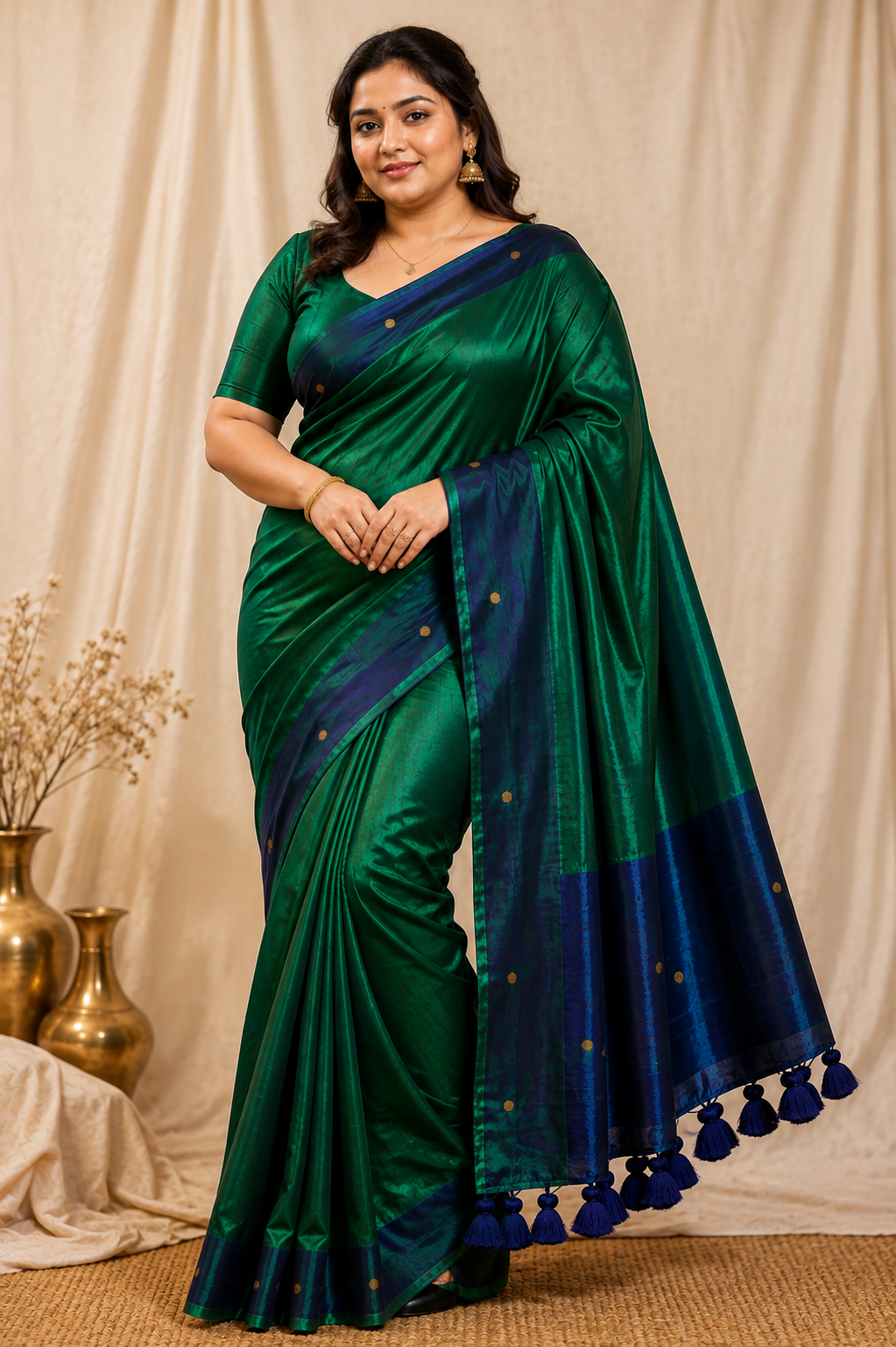 Premium Quality peacock colour Raga Tissue  Soft Silk Sareewith  gini work