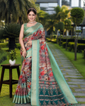 Women's Cotton Silk  Printed Saree With Unstitched Blouse 5.5Mtr (Light Green)