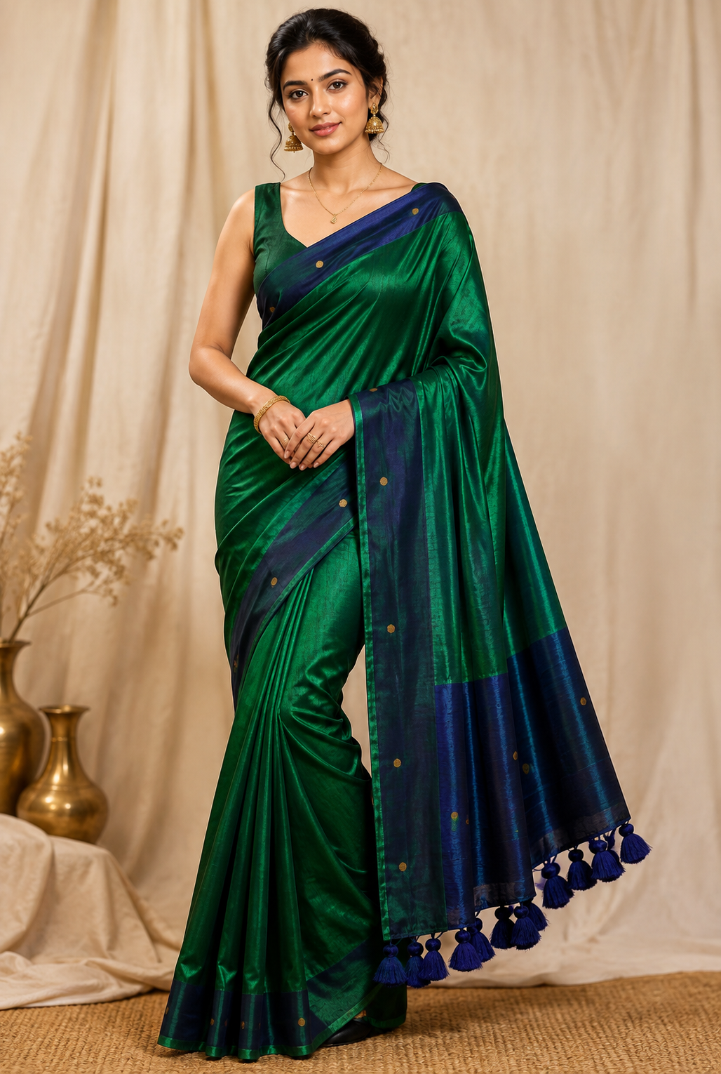 Premium Quality peacock colour Raga Tissue  Soft Silk Sareewith  gini work