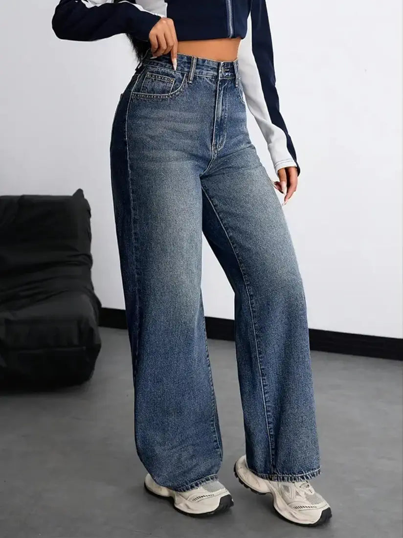 Women's Denim Stretchable High Waist Baggy Jeans