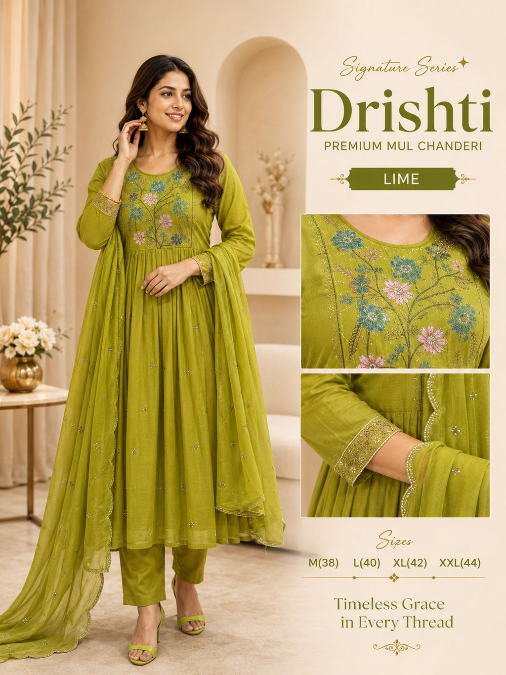 Premium MulChanderi Drishti Multi Shades Dress