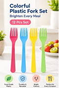Colorful Food-Grade Plastic Fork Set – 12 Pieces