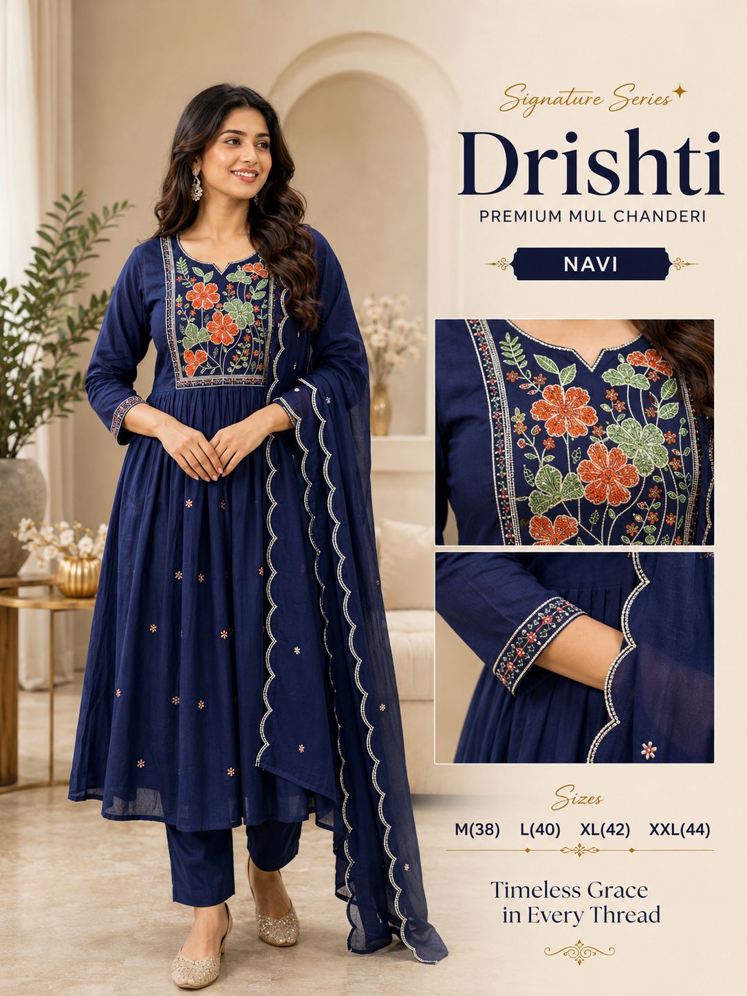 Premium MulChanderi Drishti Multi Shades Dress