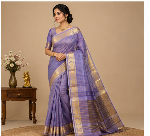 Checked Design Soft Silk