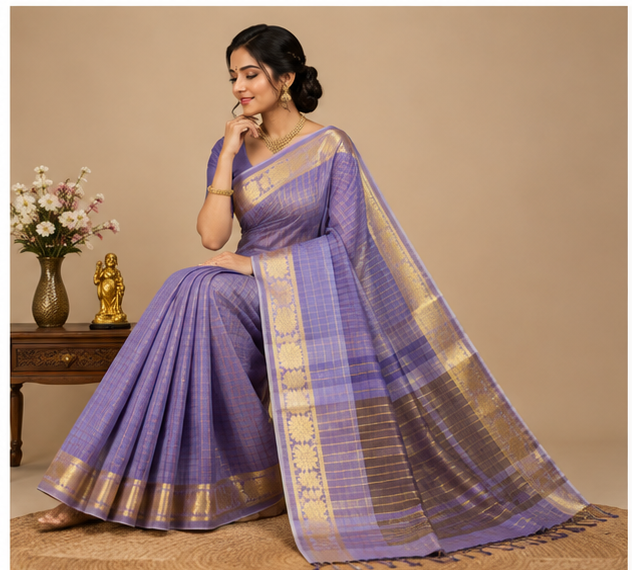 Checked Design Soft Silk