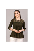 Women’s Olive Green Embroidered Top