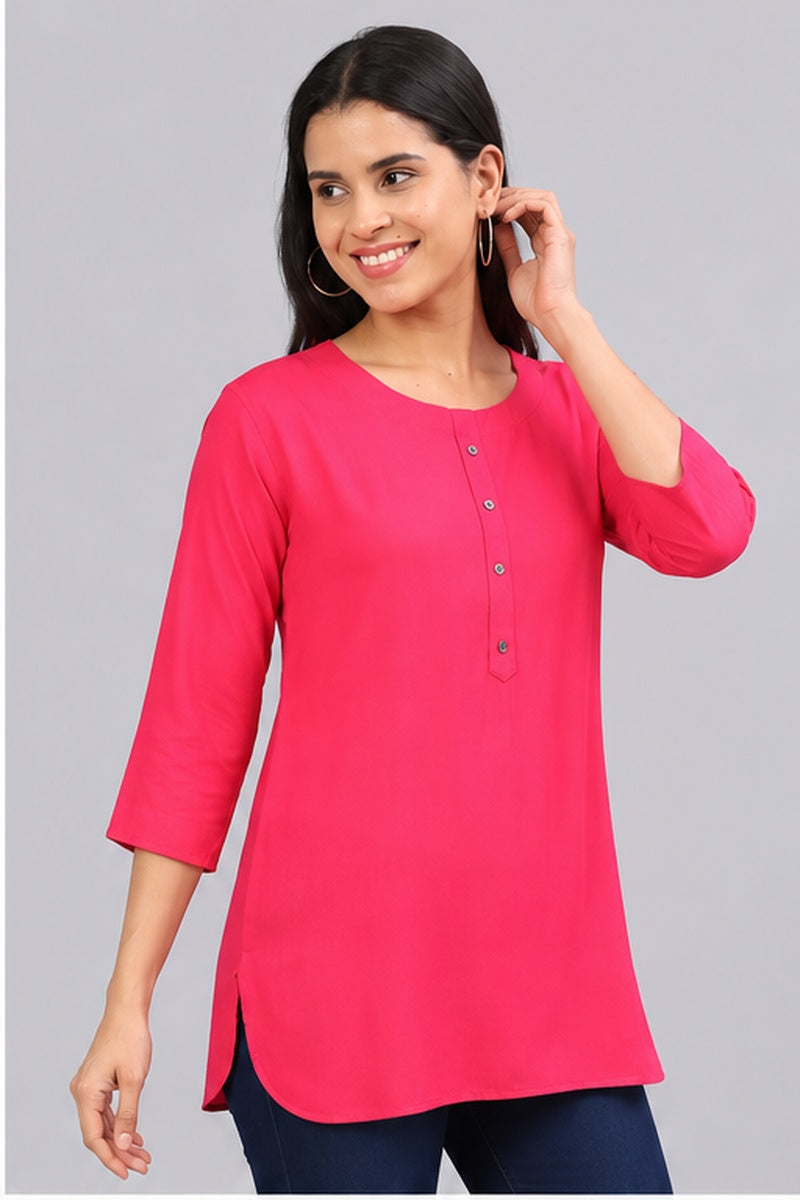 Women’s Solid Pink Straight Kurti