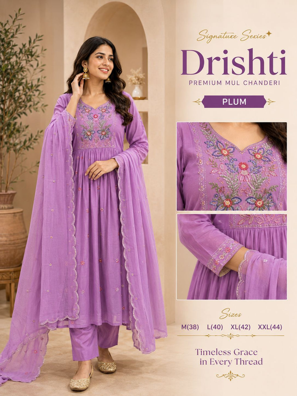 Premium MulChanderi Drishti Multi Shades Dress