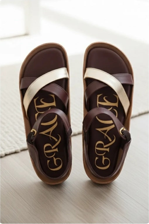 Women’s Printed Wedge Sandals with Adjustable Straps