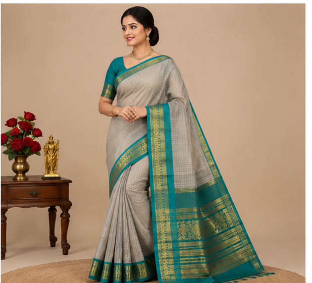 Checked Kalyani Cotton Sarees