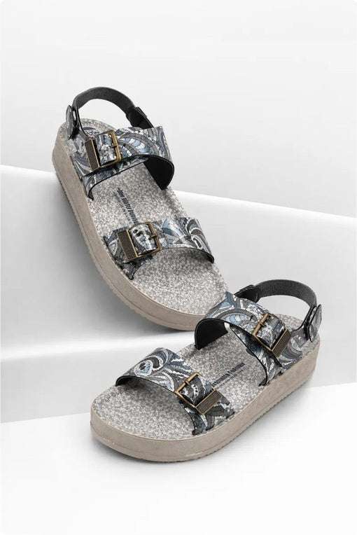 Women’s Printed Wedge Sandals with Adjustable Hoop Straps