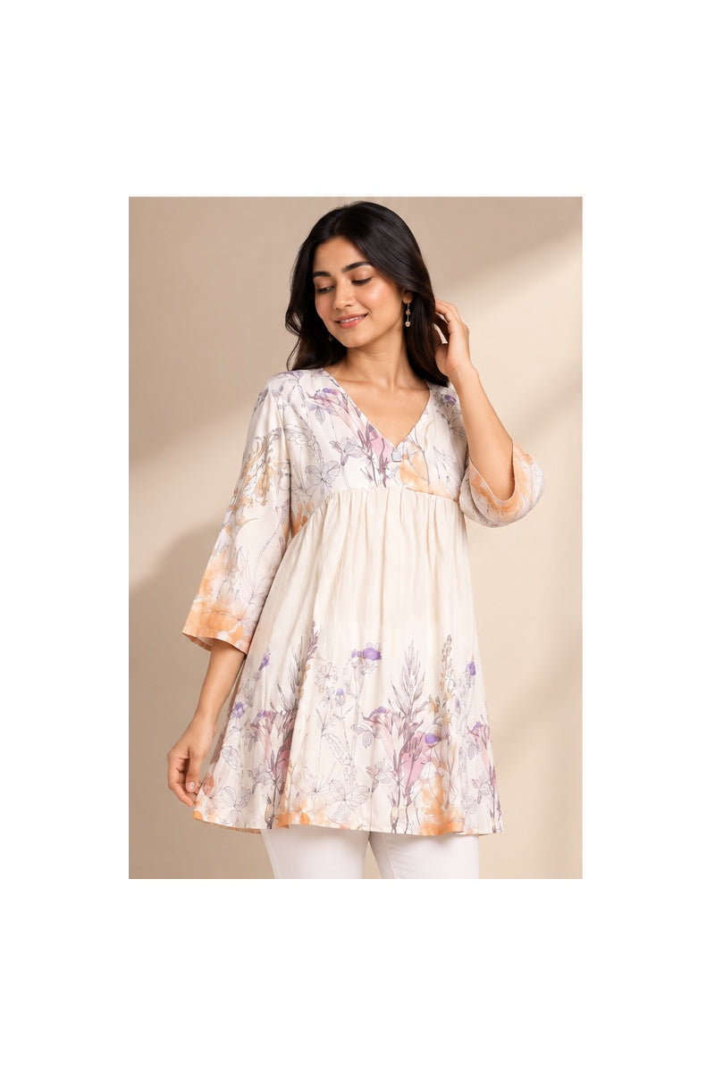 Royal Floral Printed Tunic Top