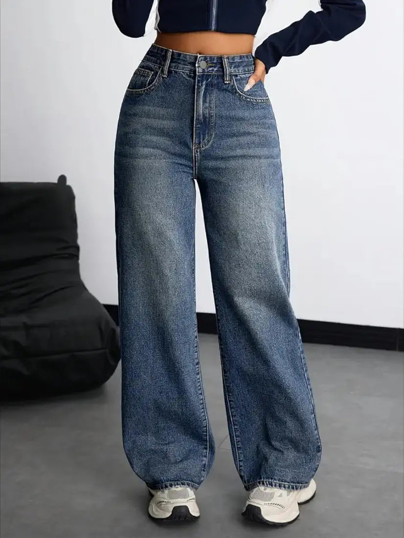Women's Denim Stretchable High Waist Baggy Jeans