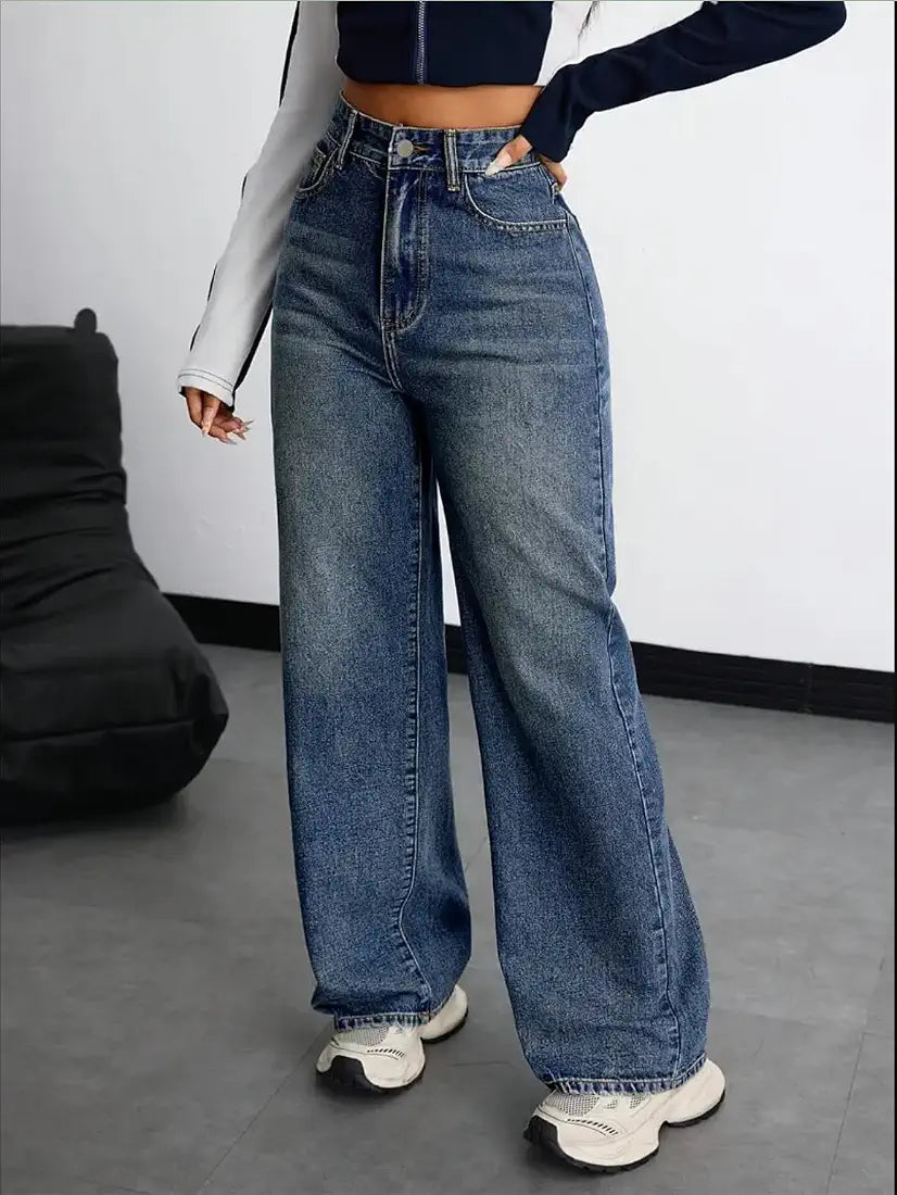 Women's Denim Stretchable High Waist Baggy Jeans