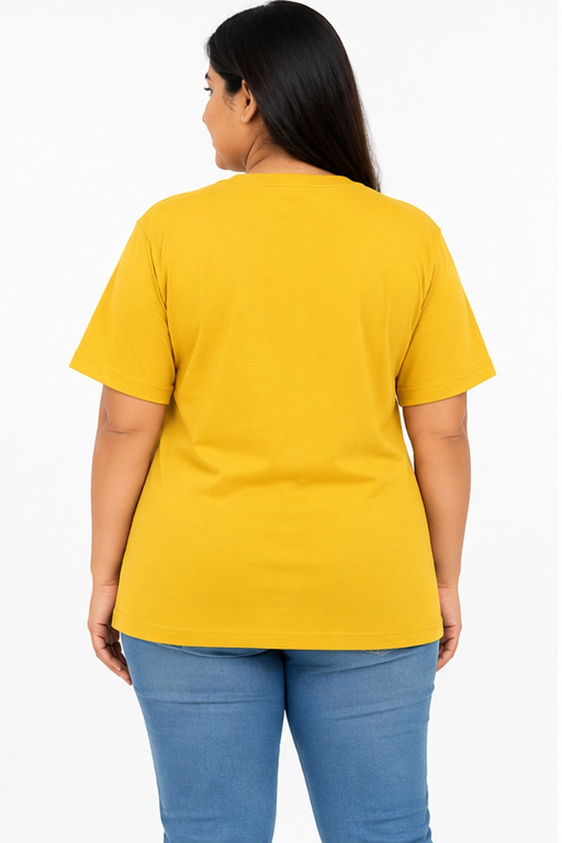 Cotton Blend Typographic Printed plus Size T Shirt