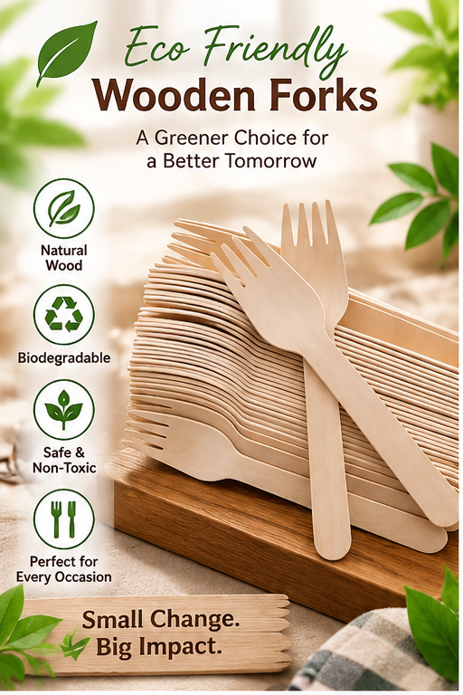 Eco-Friendly Wooden Forks – Biodegradable Disposable Cutlery