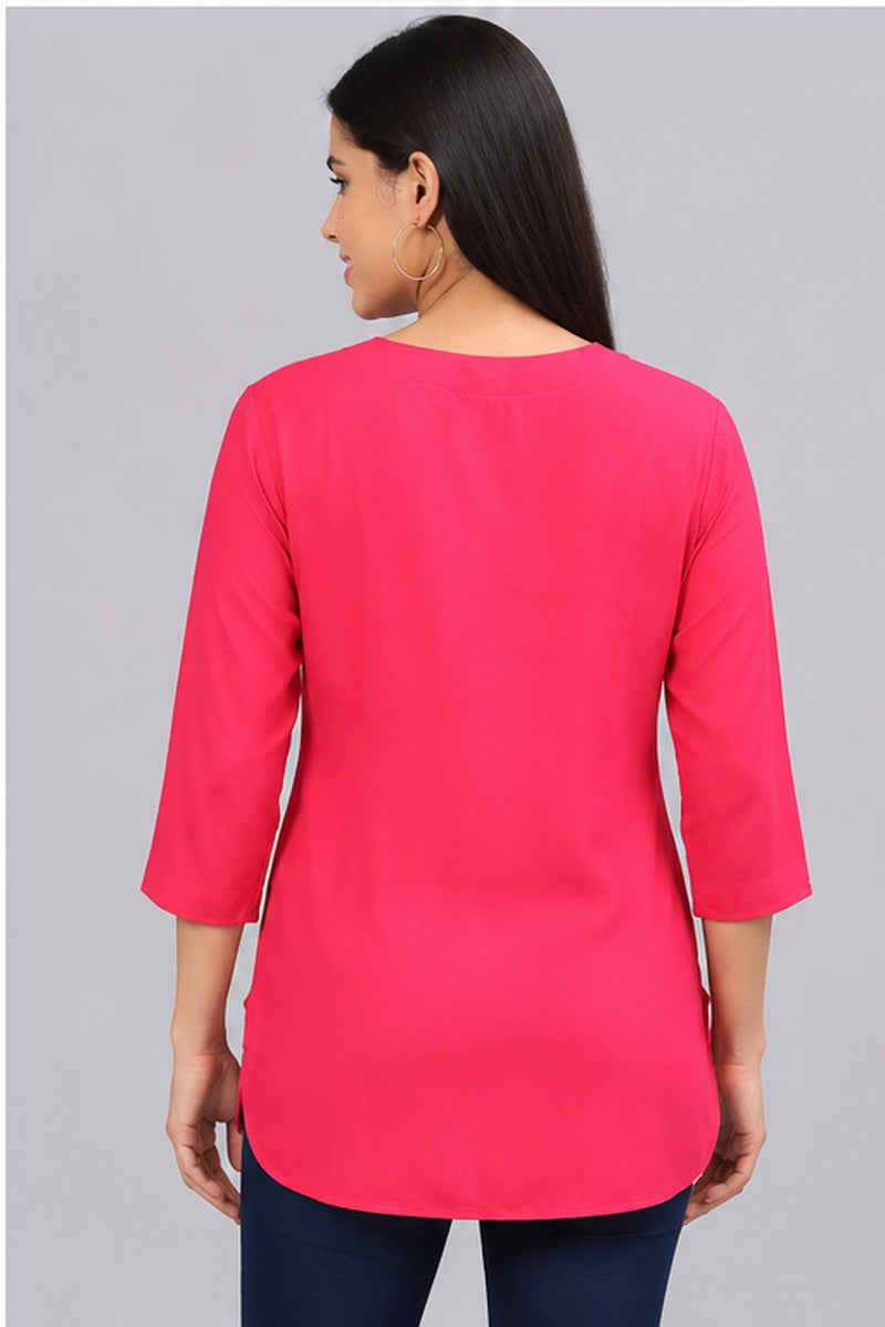 Women’s Solid Pink Straight Kurti