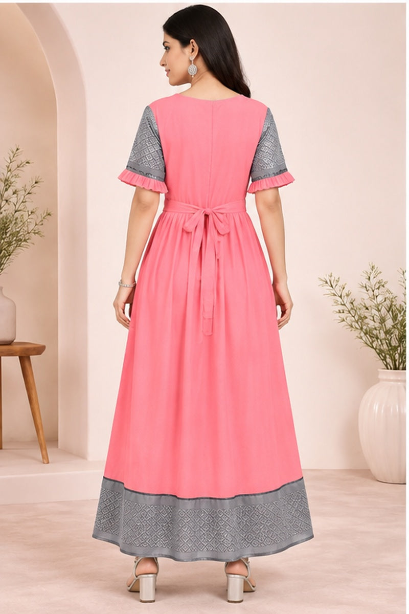 Women’s Pink & Grey Ethnic Dress