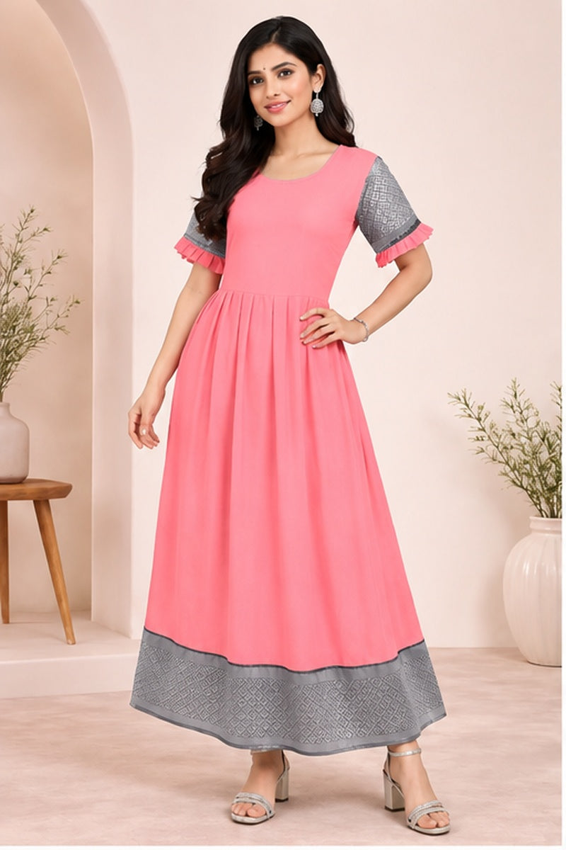 Women’s Pink & Grey Ethnic Dress