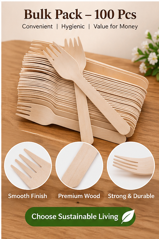Eco-Friendly Wooden Forks – Biodegradable Disposable Cutlery
