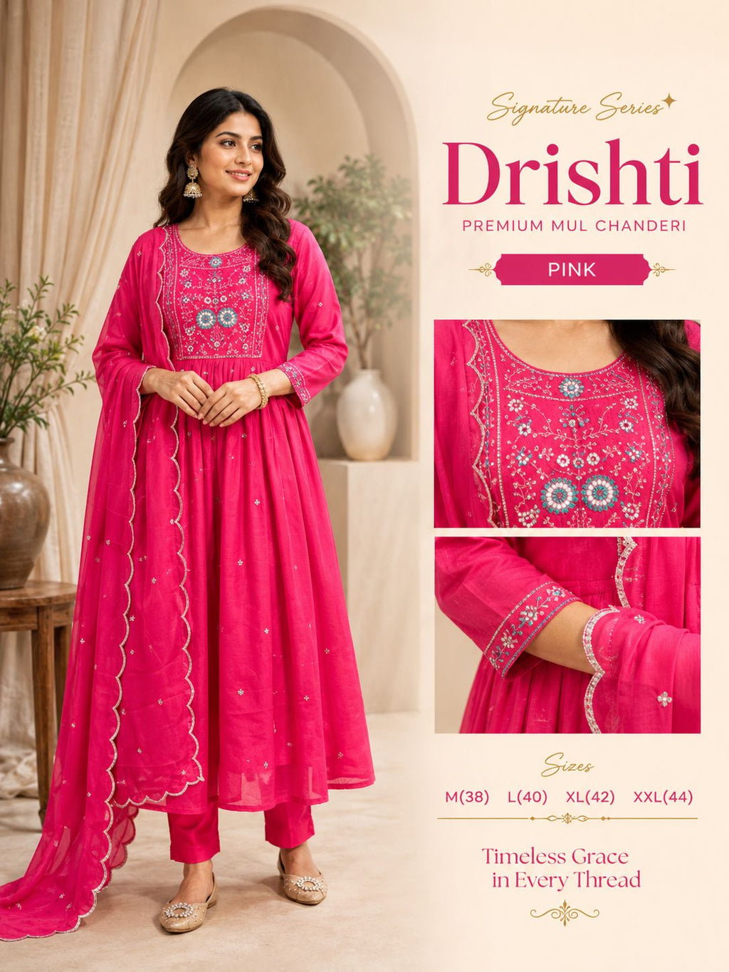 Premium MulChanderi Drishti Multi Shades Dress