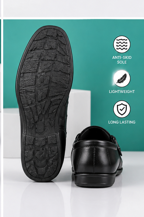 Men’s Black Casual Slip-On Sandals – Stylish & Comfortable Everyday Footwear