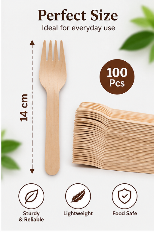 Eco-Friendly Wooden Forks – Biodegradable Disposable Cutlery