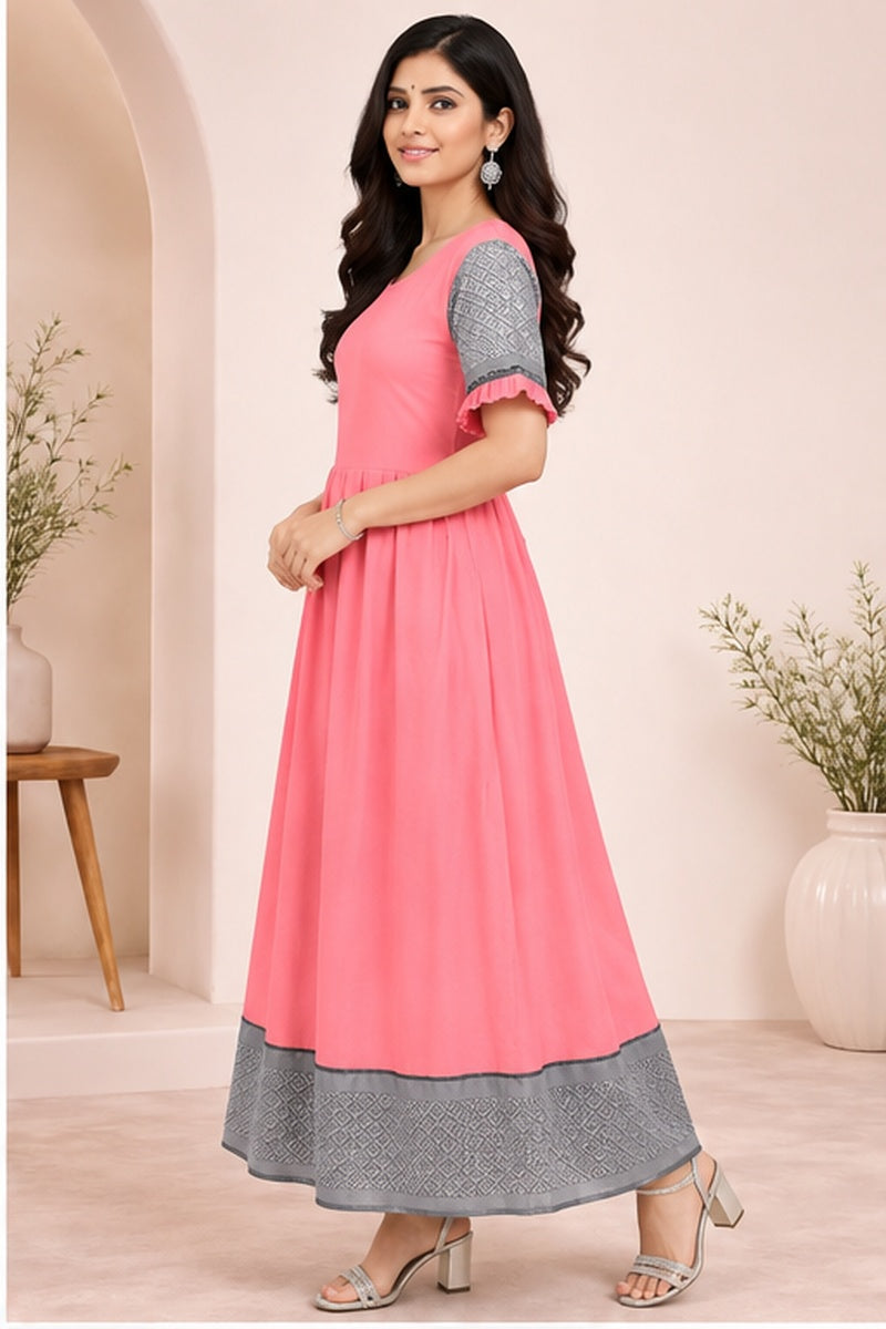 Women’s Pink & Grey Ethnic Dress