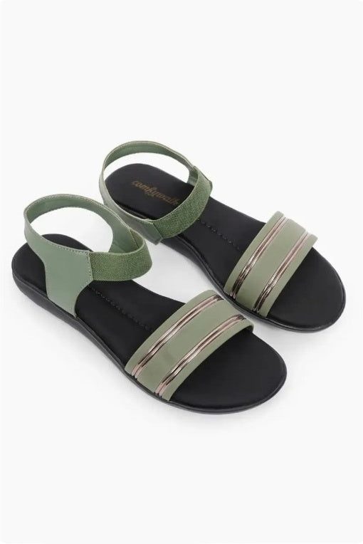 Women’s Green Backstrap Casual Flat Sandals