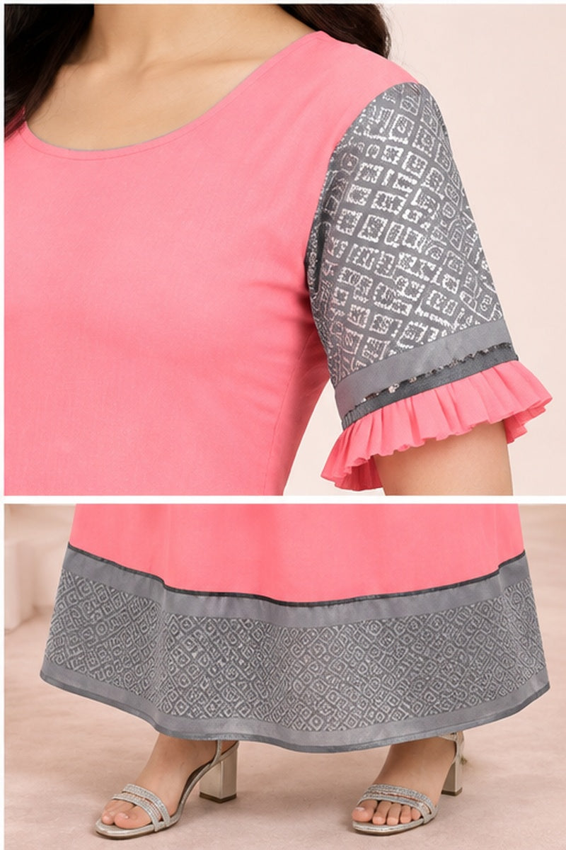 Women’s Pink & Grey Ethnic Dress