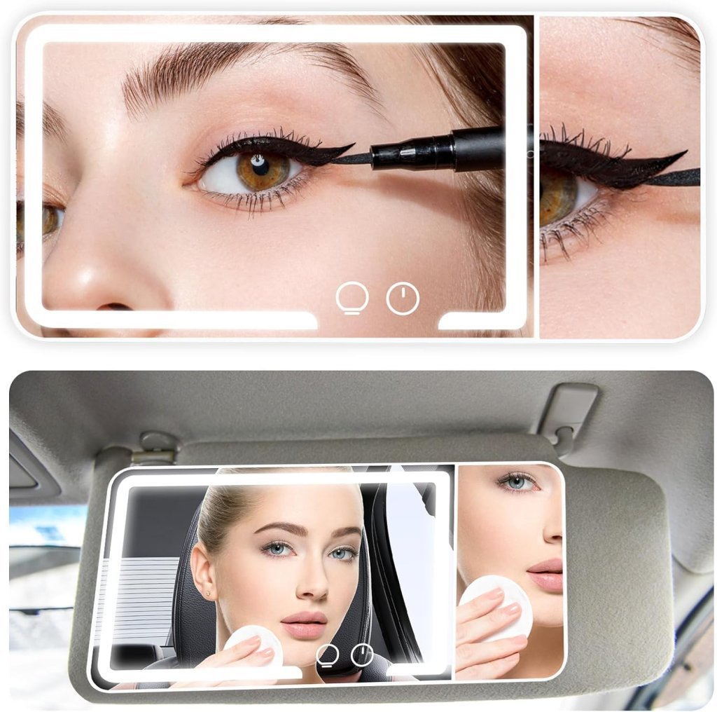 Rechargeable Vanity Mirror Car Makeup Mirror with LED Lights