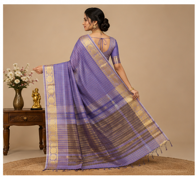 Checked Design Soft Silk