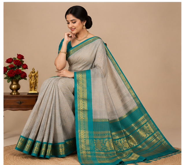 Checked Kalyani Cotton Sarees