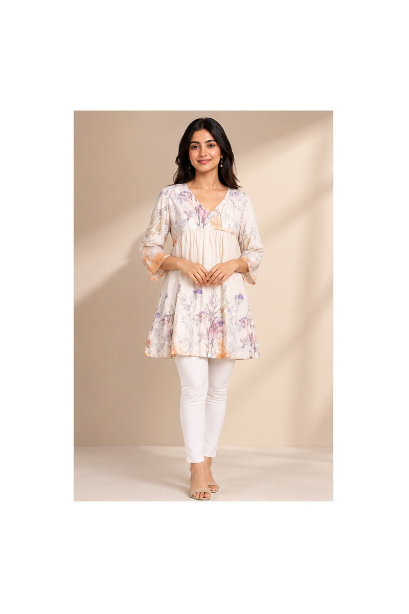 Royal Floral Printed Tunic Top