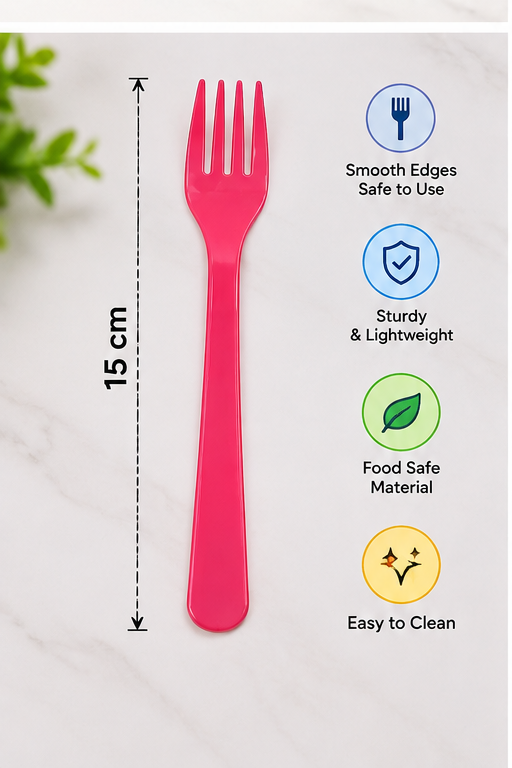 Colorful Food-Grade Plastic Fork Set – 12 Pieces