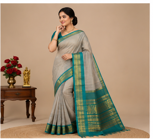 Checked Kalyani Cotton Sarees
