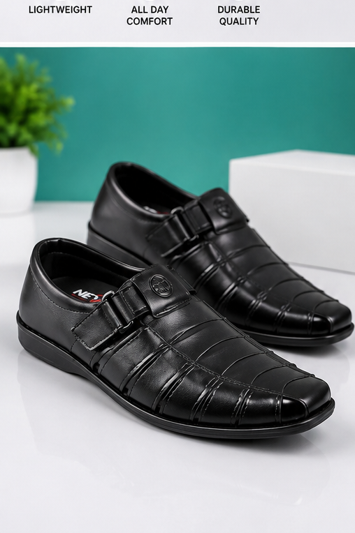 Men’s Black Casual Slip-On Sandals – Stylish & Comfortable Everyday Footwear