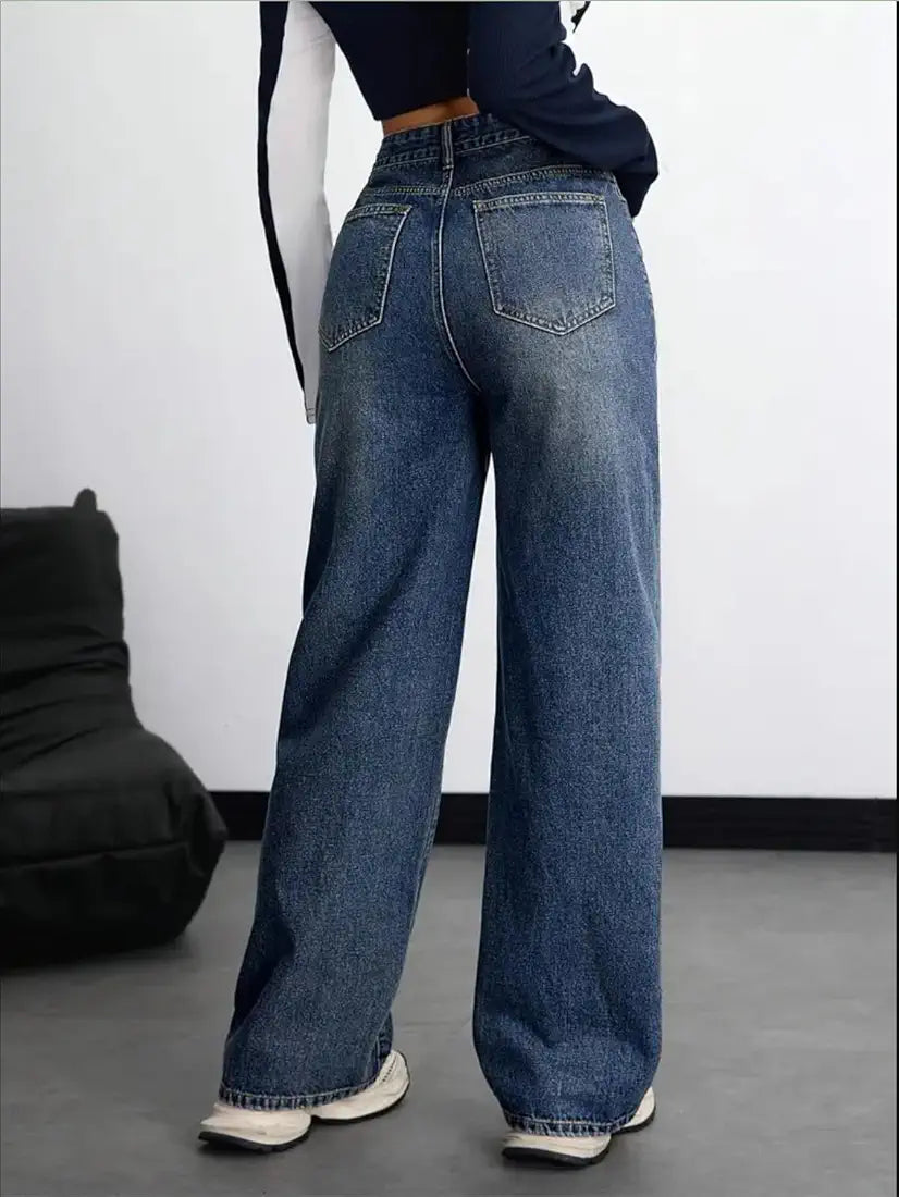 Women's Denim Stretchable High Waist Baggy Jeans