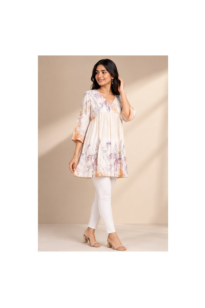 Royal Floral Printed Tunic Top