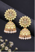 Green Stone Gold-Tone Jhumka Earrings