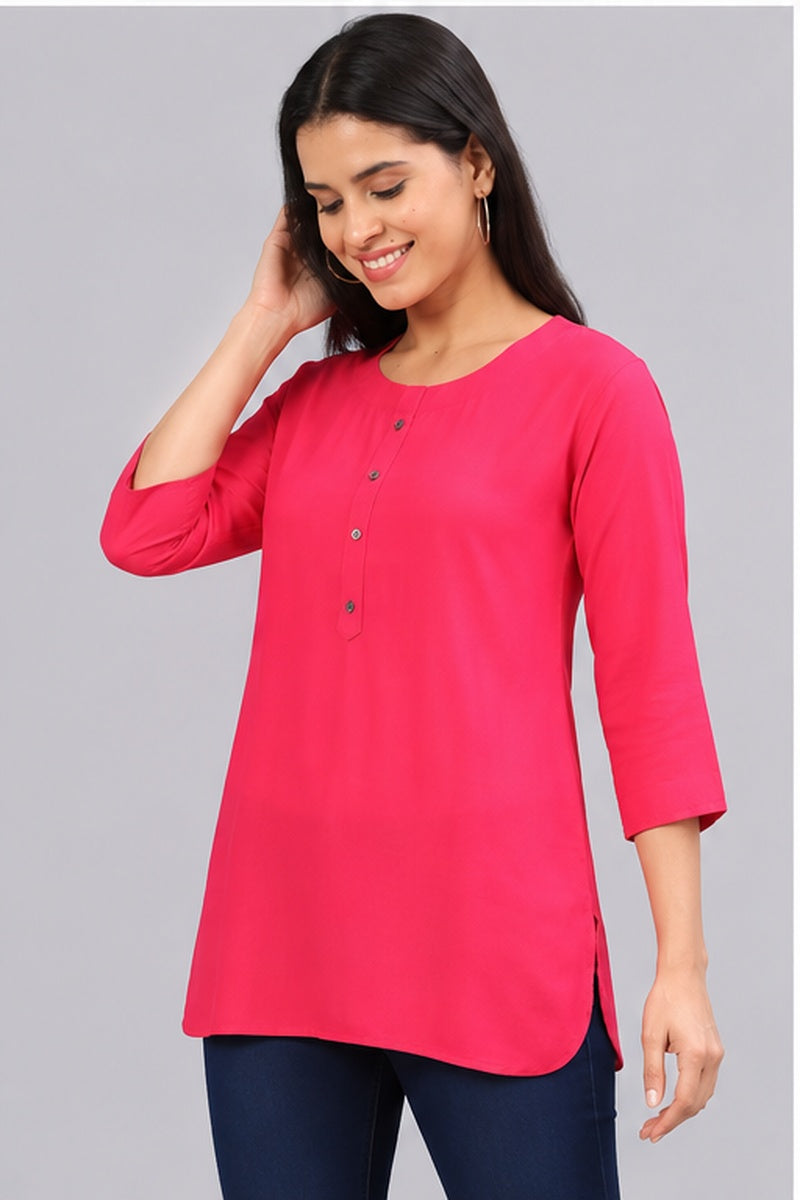 Women’s Solid Pink Straight Kurti