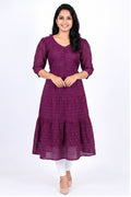 Women’s Purple Textured Flared Kurti