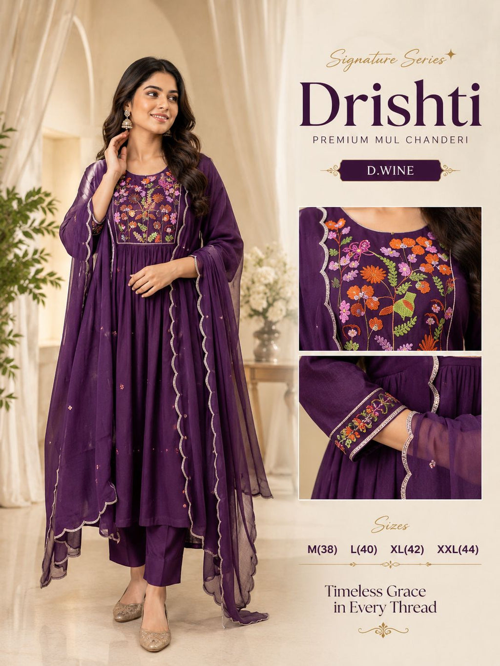 Premium MulChanderi Drishti Multi Shades Dress