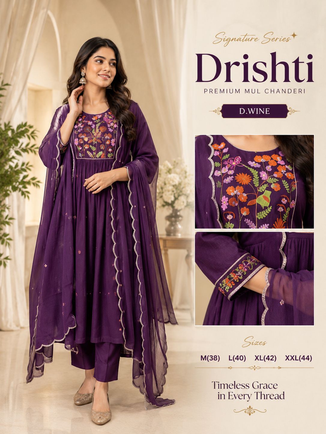 Premium MulChanderi Drishti Multi Shades Dress