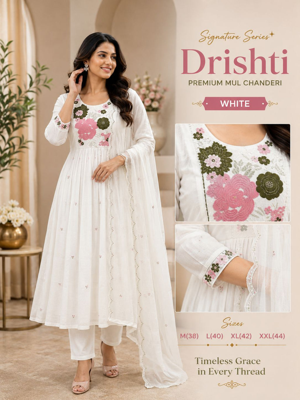 Premium MulChanderi Drishti Multi Shades Dress